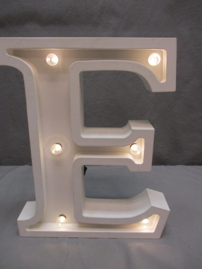 White Letter E Wall Decor - Battery Operated