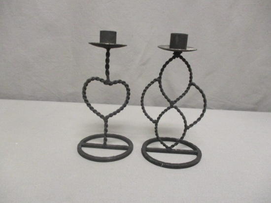 2 Twisted Metal Candle Holders