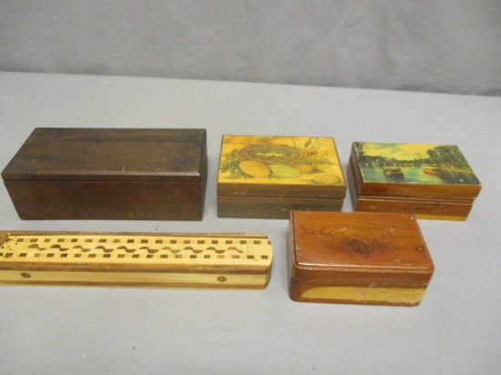 5 Vintage Wooden Boxes