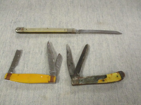 3 Vintage Knives - 1 is Melon Knife - See All Photos