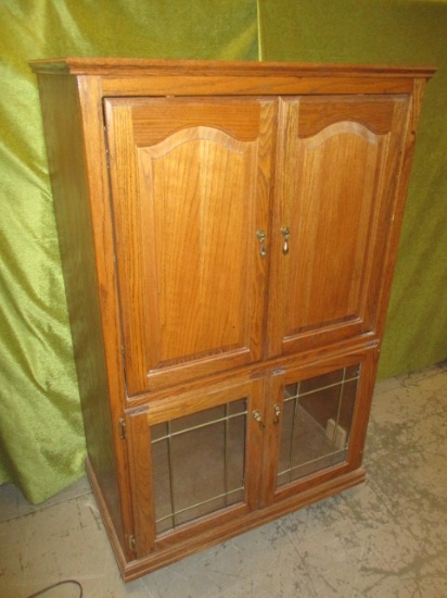Oak w/Glass Doors Cabinet