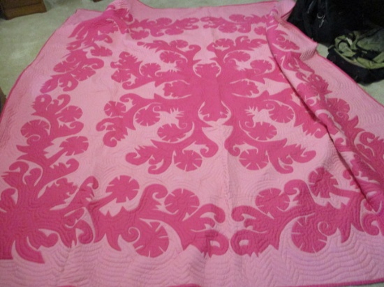 Pink Quilt with Hand Stitching