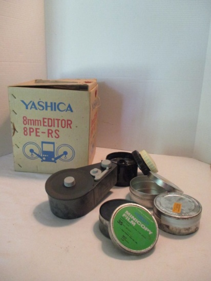 Yashica 8mm Editor, Akai Splicer, Watson Model 100 Bulk Film Loader, Film Canisters