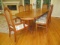Double Pedestal Dining Table, Three Leaves, Six Side Chairs and Two Arm Chairs