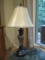 Bronze Tone Metal Lamp with Faux Marble Finish Accent
