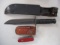Victorinox Swiss Army Knife in Leather Sheath and Tactical Knife in Leather Sheath