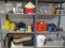 Contents of Two Shelf Units-Vases, Planters, Coolers, Nails and Fasteners, Car Mats, etc.