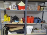 Contents of Two Shelf Units-Vases, Planters, Coolers, Nails and Fasteners, Car Mats, etc.