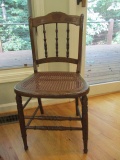 Antique Oak Spindle Back Chair with Cane Seat