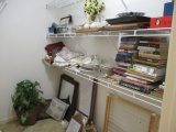 Closet Contents-Shoe Rack, Framed Mirror, Accent Pillows, Safety Gate, Candles,
