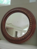 Round Beveled Mirror with Lightweight Molded Bronze Tone Marbled Finish Frame
