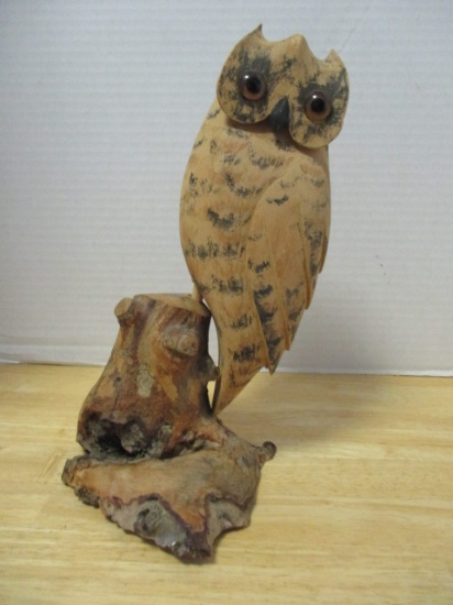 Hand Carved Owl on Cypress Knot Base