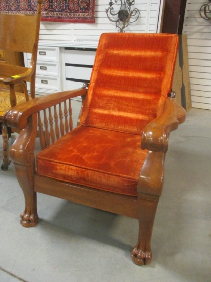 Vintage Oak Morris Chair with Reclining Back