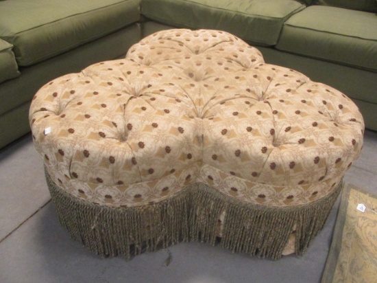 Ethan Allen Tufted Clover Ottoman with Fringe