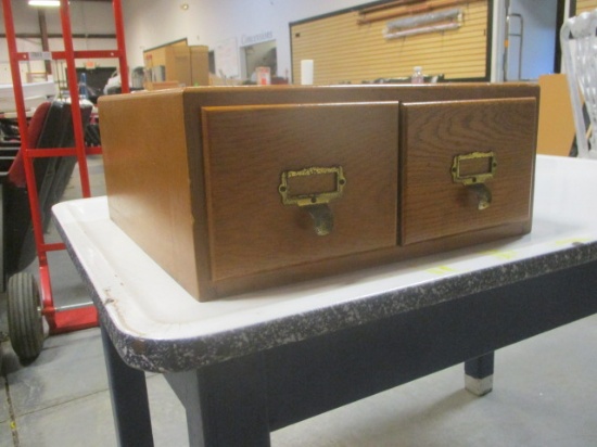 Oak Veneer Two Drawer File Box