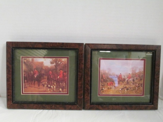 Pair Of Framed & Matted Hunt Scene Prints