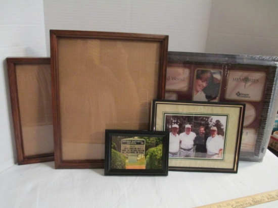 Three 11 x 14 Wood-Grain Frames, 2 Smaller