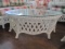Oval White Wicker Coffee Table with Glass Top