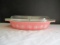 Vintage Pyrex Pink Daisy Cinderella Oval Divided Serving Dish