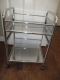 2 Tier  Metal Rolling Cart with Locking Casters