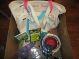 Pet Care Lot-Food/Water Bowls, Food Scoops, Leashes, Land's End Tote Bags, etc.
