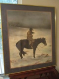 Winter Scene Print of Native American Woman on Horse by E. Stevens
