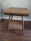Spindle Leg Oak Table with Undershelf