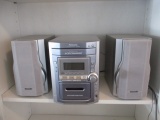 Panasonic SA-PM11 5 CD Changer/Cassette/Tuner Stereo, Speakers and Remote