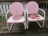 Pair of Painted Pink Vintage Aluminum Bouncy Chairs