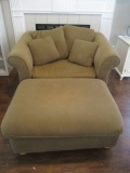 Oversized Scroll Arm Chair and Ottoman