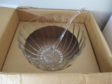 Vintage Swirl Punch Bowl, Ten Cups and Glass Ladle