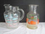 Vintage Sliced Orange Design Juice Jug and Pitcher with Fish in a Net Design