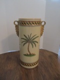 Ceramic Umbrella Stand with Palm Tree Designs