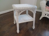 White Wicker Side Table