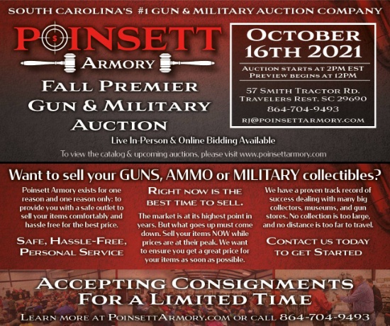 Seeking Consignments for Fall Premier Collector's Gun & Military Auction