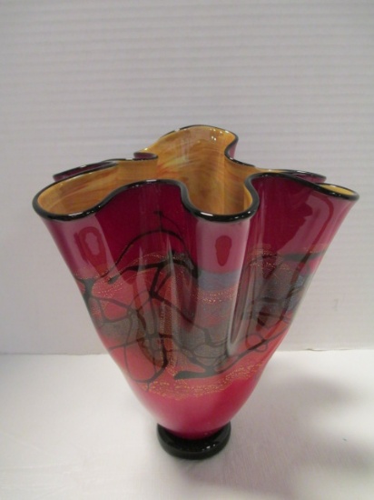 Signed and Dated Art Glass Vase