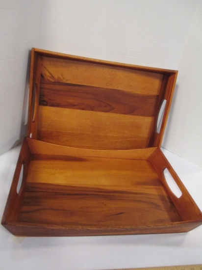 Two B. Smith Wood Serving Trays