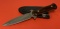 Vintage WESTERN W77 Fixed Blade Double Edged Boot Knife with Leather Sheathe