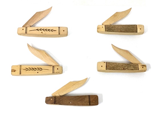 Group of 5 Handcarved Wooden Knives