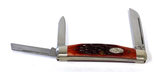 1980s Case XX R63052 SSP Red Bone 3-Blade Congress Knife
