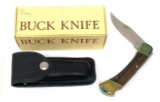 NIB BUCK Hunter Model No. 110 Lockback Pocket Knife with Leather Sheath