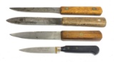 4 Various Fixed Blade Kitchen Style Knives