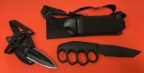 UNITED Undercover Black Magnum Push Dagger & UC784 Sentry Clip Point Blade Knuckle Duster Knife