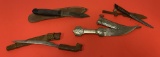 Lot of (4) Unique Knives - Curved Dagger w/ Scabbard, Tribal Island Carved Dagger, and more!