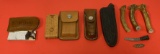 Antler Knife Handles, Leather Holster Pouches, Miniature Dagger, Medallion & Sharpening Stones