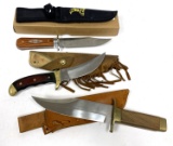 (3) Quality Bowie/Hunting Fixed Blade Knives