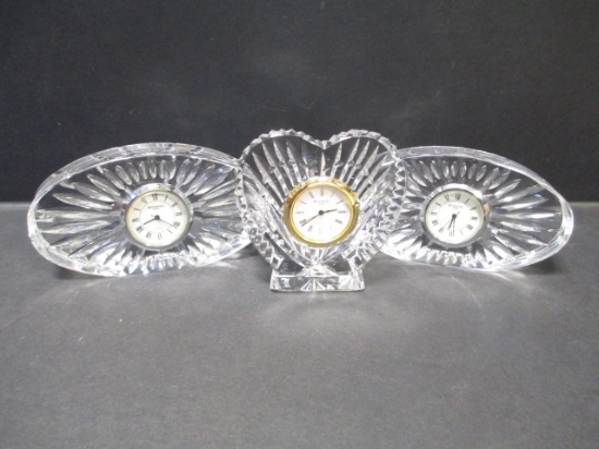 Three Waterford Crystal Quartz Vanity/Desk Clocks