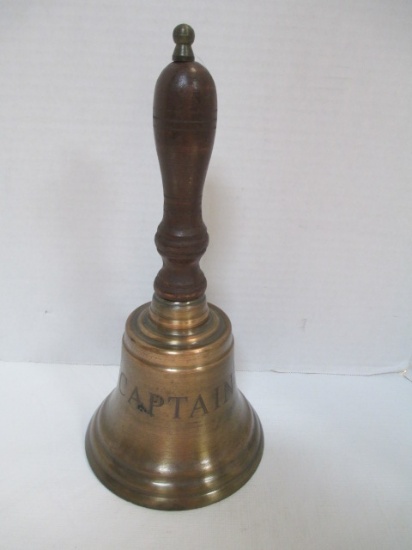 Wood Handle Engraved "Captain's Bell" Brass Bell