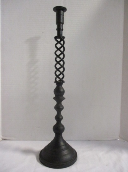 Heavy Black Cast Metal Candle Stick