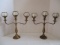 Pair of Metal Triple Candelabras with Battery Operated Candles